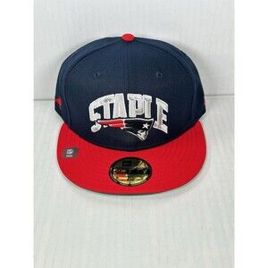 Size 7 1/4 New England Patriots New Era NFL Staple Logo 59FIFTY Fitted Hat Cap